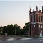 Linwood Church Building with stand alone ruins ,